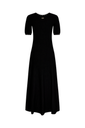 Long knit dress with short sleeves Black back view