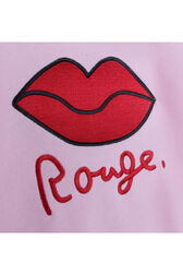Fleece Girl Sweatshirt "Sonia Rykiel" Print Pink details view 1