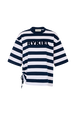 Striped short-sleeved crew-neck T-shirt Striped white/blue front view