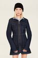Women Denim Jacket Raw front worn view