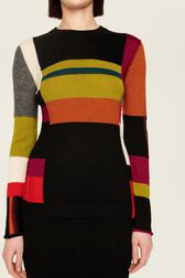 Women Multicolor Baby Alpaca Long Sweater Multico crea details view 1