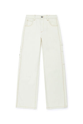 Pantalon cargo droit fille toile - BONTON x Sonia Rykiel Creme vue de face