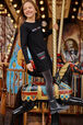 Novelty Rhinestone Dress Black front worn view