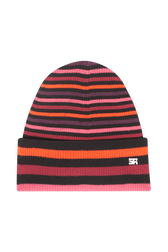 Striped woolen beanie Striped multico front view
