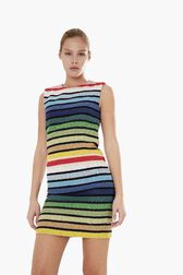 Multicolored Striped Short Dress Multico front view