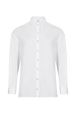Poplin Shirt with Rhinestone Buttons White front view