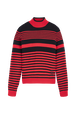 Women Iconic Bicolor Striped Sweater Black/red front view