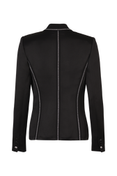Satin-back viewed crepe suit jacket with rhinestone detailing Black back