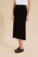 Women Ribbed Knit Long Skirt Black details view 1
