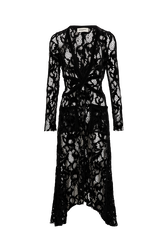 Asymmetric Lace Maxi Dress Black front view