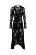Velvet Lace Asymmetric Maxi Dress Black front view