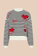 Women Striped Signature Mouth Print Sweater Black/white front view