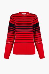 Iconic Rykiel Multicolored Stripes Sweater Red front view