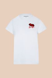 Women Mouth Print T-shirt White front view