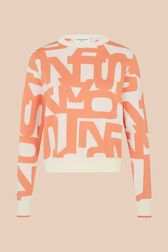 Pull coton motif graphique femme Orange vue de face