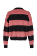 Cardigan rayé brossé en laine melangé Rayures noir/rose vue de dos