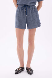 Shorts in fine striped cotton terry Striped white/blue details view 1