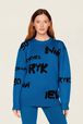 Women Sonia Rykiel logo Wool Grunge Sweater Blue duck details view 1