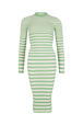 Sock-knit dress Striped anise/white front view