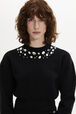 Women's Knitted Wool Jumper with Rhinestones Black details view 2