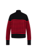 Turtleneck woolen sweater Black/red back view