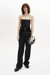 Strappy Sequined Camisole Black front worn view