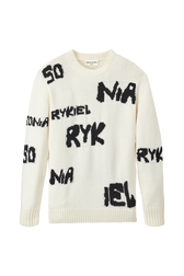Pull grunge laine logo Sonia Rykiel femme Ecru vue de face
