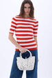 Mini tote bag in leather White front worn view