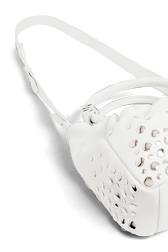 Mini tote bag in leather White details view 2