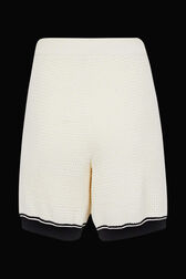 Short coton tricoté finitions contrastantes femme Ecru vue de dos