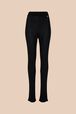 Women Ribbed Knit Flare Pants Black front view