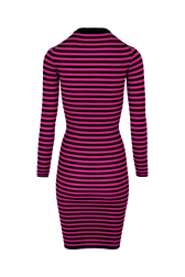 Robe longue chaussette rayée femme Raye noir/fuchsia vue de dos
