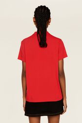 Women Cotton Jersey T-shirt Red back worn view