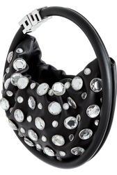 Sac Domino cuir cabochons strass femme Noir vue de détail 1