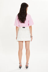 Asymmetrical denim skirt Ecru back worn view