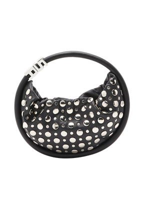 Domino mini leather with studs bag Black front view