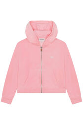 Velvet Girl Hooded Cardigan Pink front view