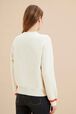 Pull à broderie motif bouche femme Ecru vue portée de dos