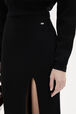 Women's High-Waisted Midi Knit Wool Skirt Black details view 2