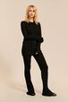 Women Ribbed Knit Cardigan Black details view 2