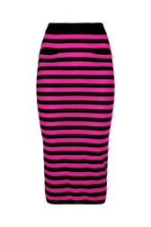 Jupe longue laine Poor Boy rayée femme Raye noir/fuchsia vue de face
