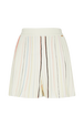 Women Multicolor Striped Pleated Shorts Ecru front view