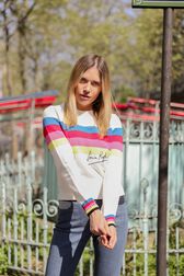 Multicolored Stripes Long Sleeve Sweater Multico details view 1