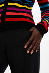 Women Poorboy knitted striped cardigan Multico striped details view 2