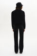 Long-Sleeved Velvet Sweater Black back worn view