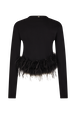 Long-sleeved jersey top Black back view