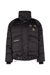 Nylon Puffer Jacket with Matching Zip-Out Gilet Black front view