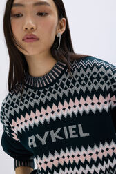 Fair Isle sweater in wool and lurex Pink details view 2