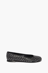 Black Leather Ballerinas With Studs Black front view
