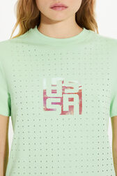 Short-sleeved crew-neck t-shirt in cotton jersey Anise details view 1